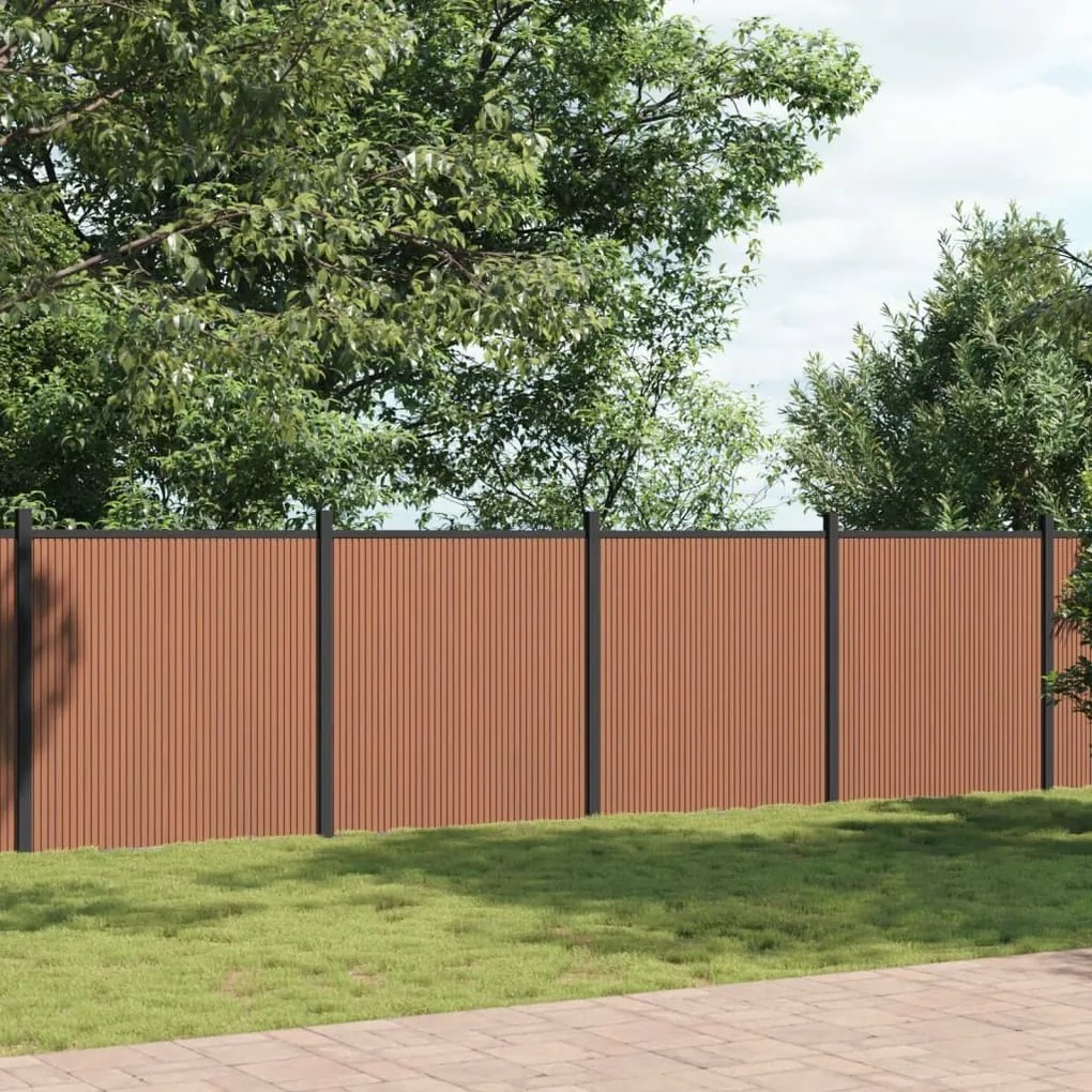 vidaXL Painel de vedação 1045x186 cm WPC castanho
