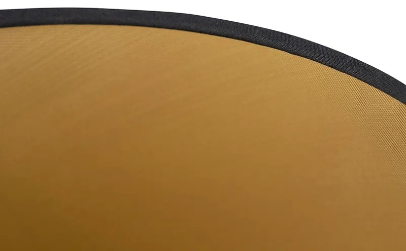 Abajur de algodão preto 32/25/18 com interior dourado