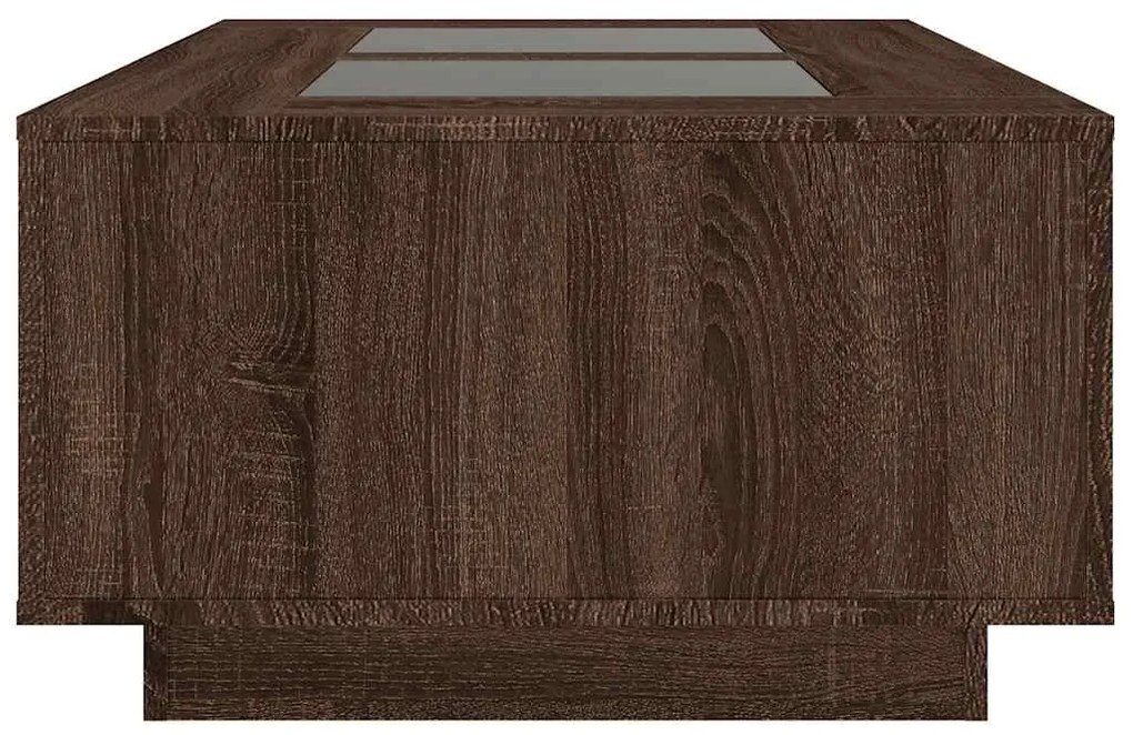 Mesa centro luzes LED Infinity 116x69x40 cm carvalho castanho