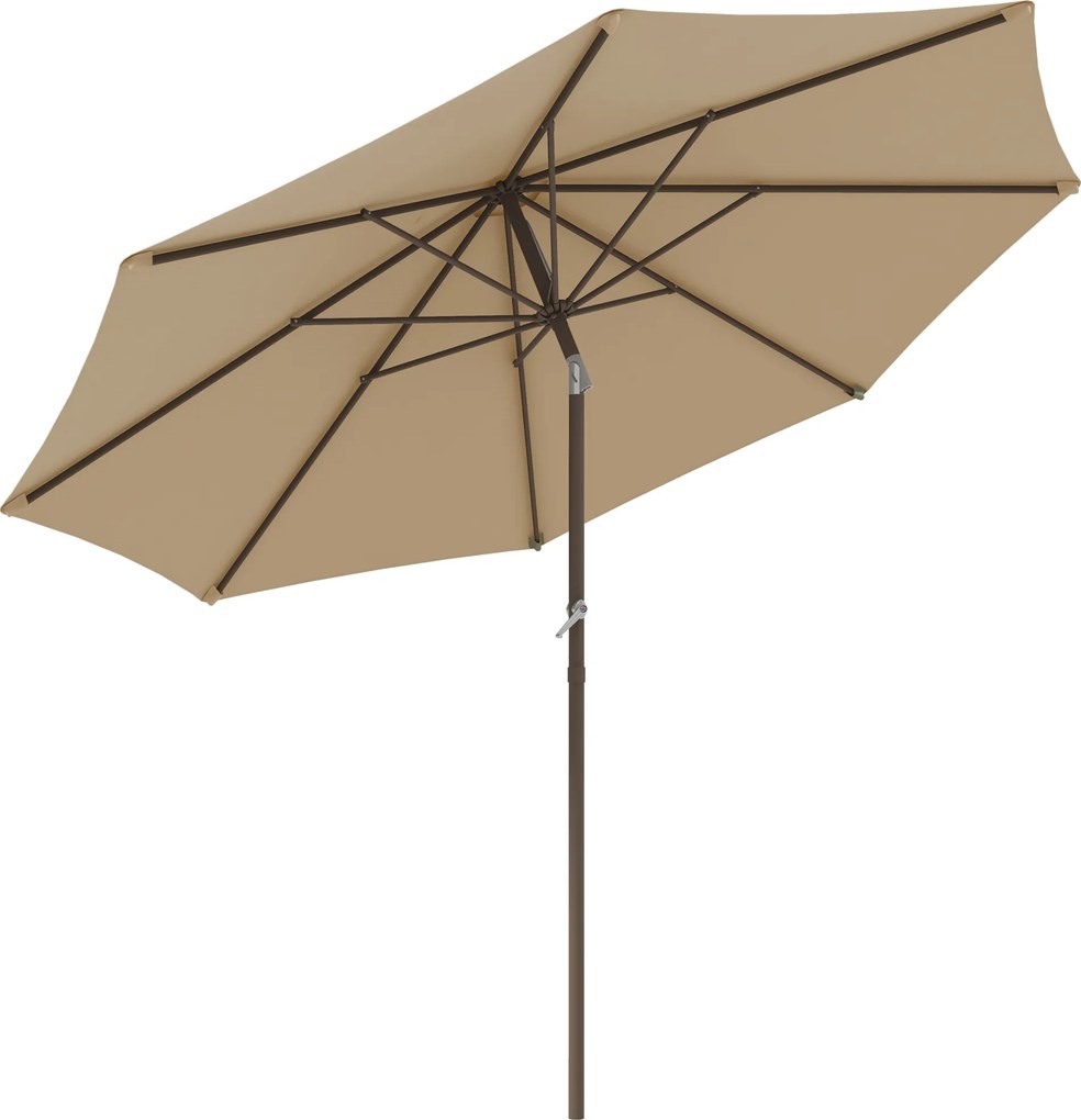 Outsunny Guarda-sol de jardim Ø 2,63 m metálico Redondo Poliéster 180g/m² manivela inclinável bege | Aosom Portugal