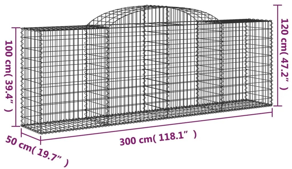 Cestos gabião arqueados 9pcs 300x50x100/120cm ferro galvanizado