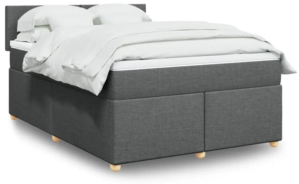 vidaXL Cama com molas/colchão 160x200 cm tecido cinzento-escuro