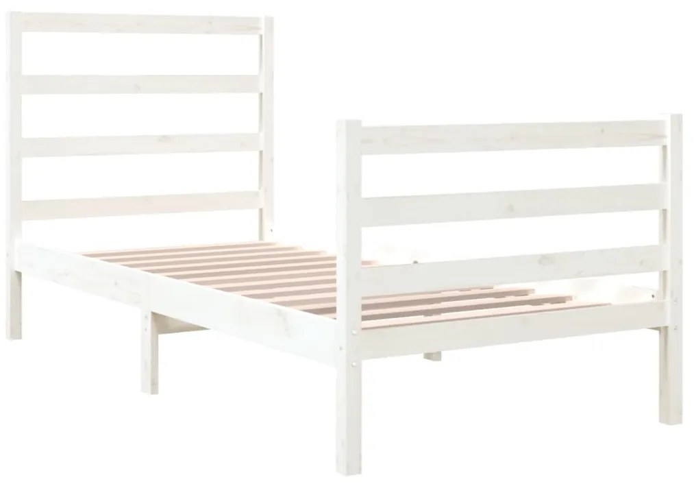 Estrutura de cama solteiro 90x190 cm pinho maciço branco