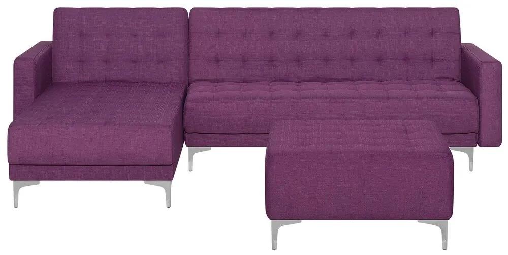Sofá de canto à direita de 4 lugares com repousa-pés em tecido violeta ABERDEEN Beliani