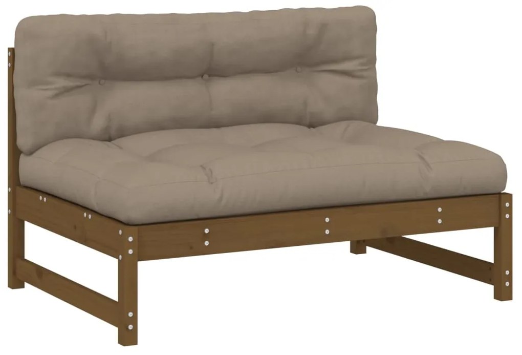 2pcs conj. lounge jardim+almofadões madeira maciça castanho-mel