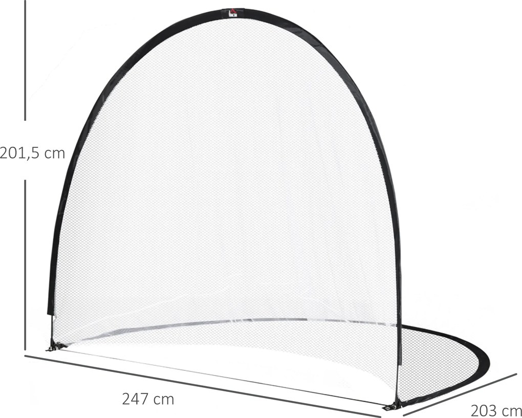 Baliza de futebol com sistema Pop Up, incluindo saco de transporte e estacas de fixação, 247 x 203 x 201,5 cm, preto e branco