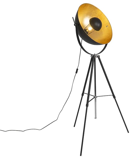 Candeeiro de pé preto com dourado 51 cm tripé ajustável - Magnax Industrial