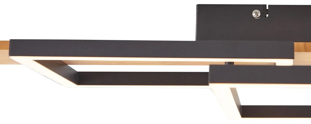 Plafon de design preto quadrado com LED regulável em 3 níveis - Nimue
