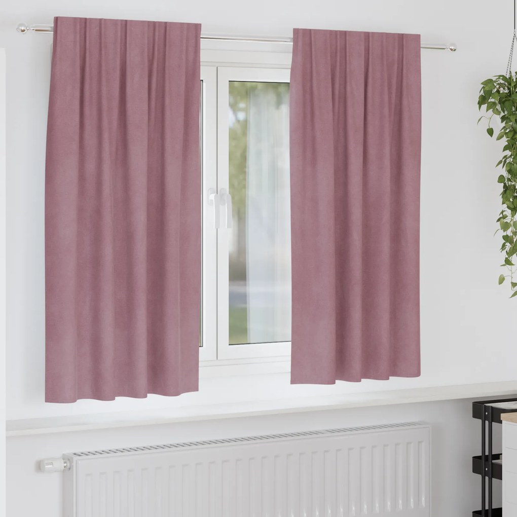 Cortinas Blackout vidaXL com fita superior 2 pcs Veludo Rosa Escuro