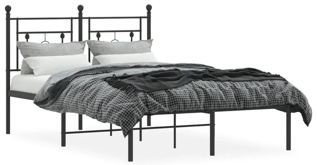 Estrutura de cama com cabeceira 120x190 cm metal preto