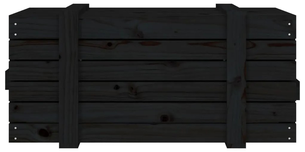 Caixa de arrumação 91x40,5x42 cm madeira de pinho maciça preto