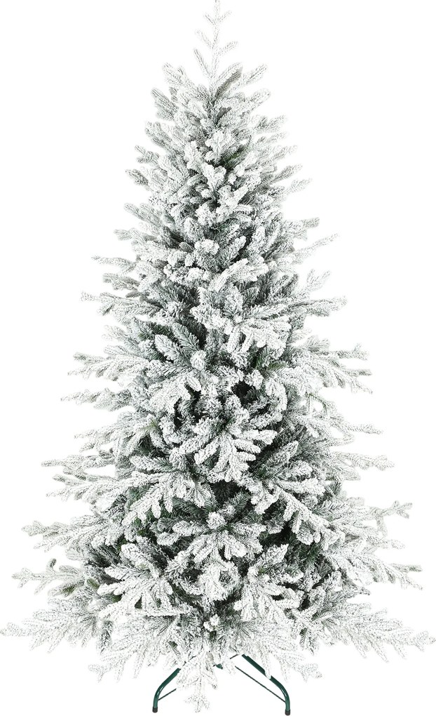 Árvore de Natal artificial com efeito de neve, 180 cm, com 1815 ramos, suporte metálico dobrável, verde