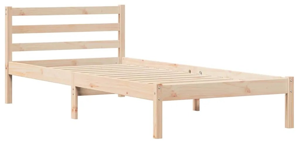 Cama com Cabeceira vidaXL 100x210 cm Madeira de Pinho Sólida
