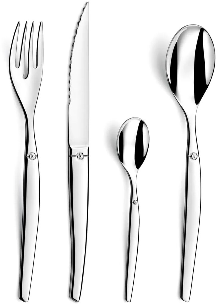 431638 Lou Laguiole Conjunto de talheres Jet 24 pcs prateado espelhado
