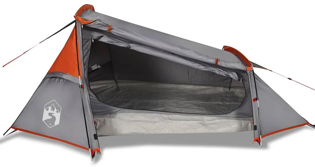 Tenda de campismo túnel p/ 2 pessoas impermeável cinza/laranja