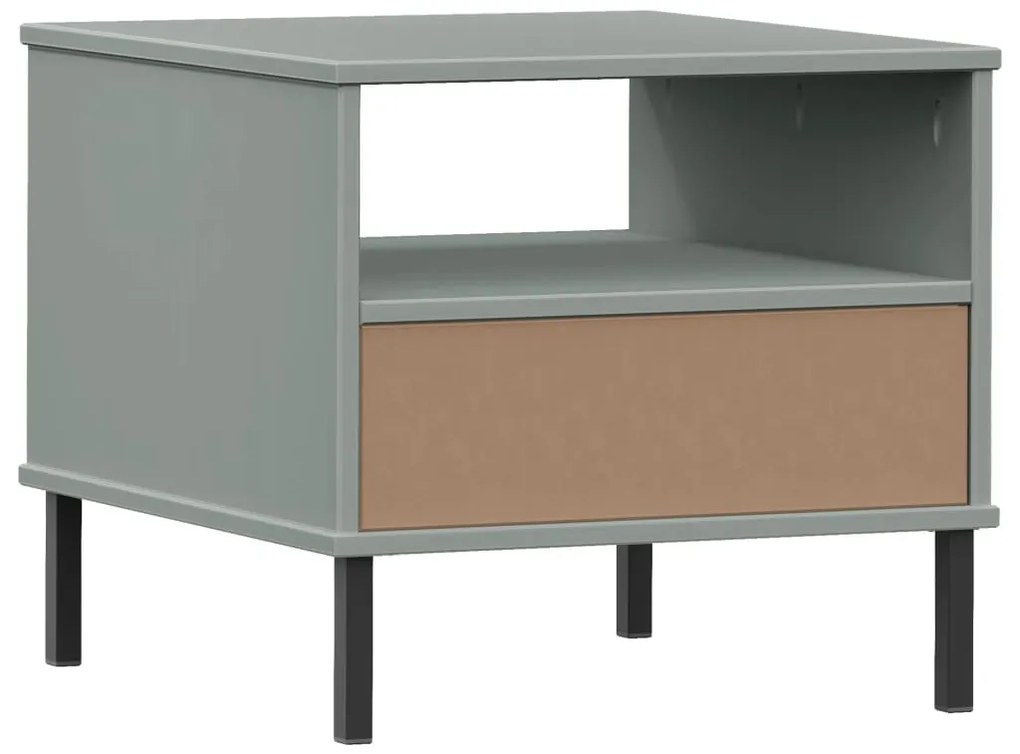 Mesa cabeceira c/ pernas de metal pinho maciço OSLO cinzento