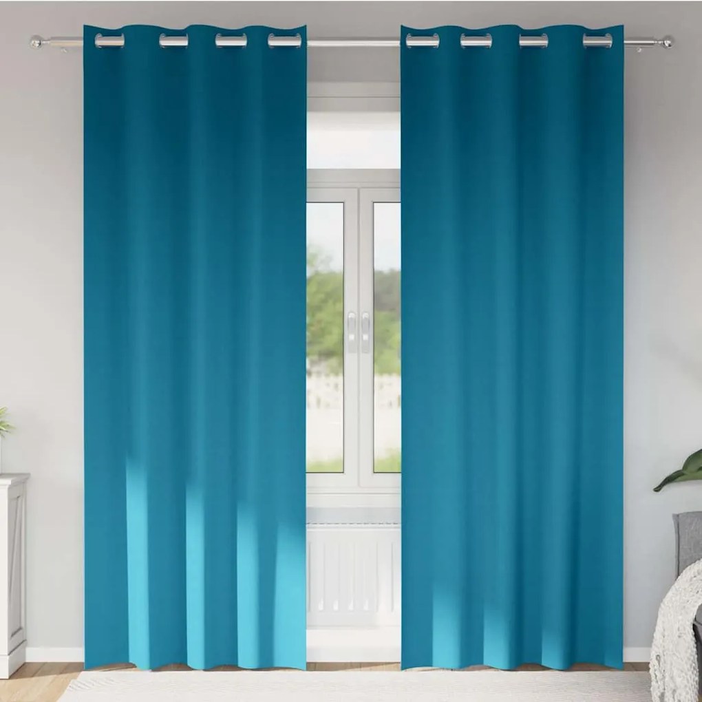 vidaXL Cortinas Blackout com Argolas 2 pcs Turquesa 260 x 140 cm