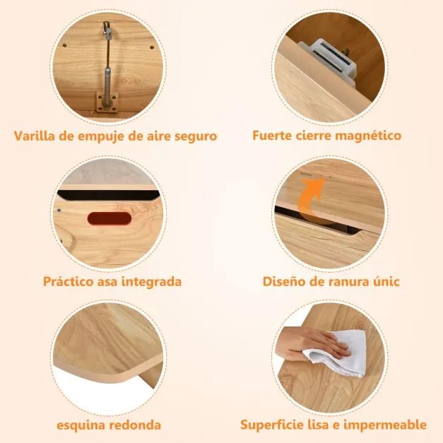 Conjunto de mesa de actividades convertível para crianças 3 em 1 com caixa de arrumação para brinquedos Natural