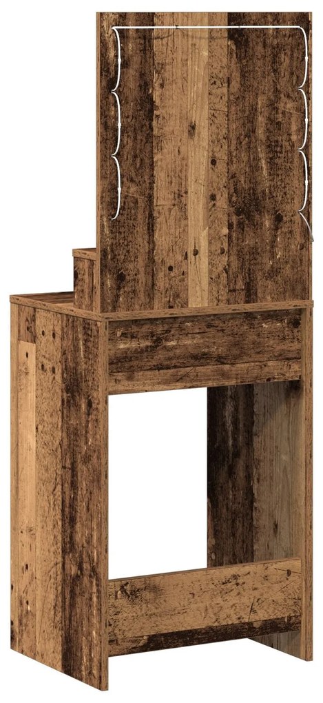 mesa de maquiagem vidaXL com luzes LED em madeira antiga 50x41x135 cm