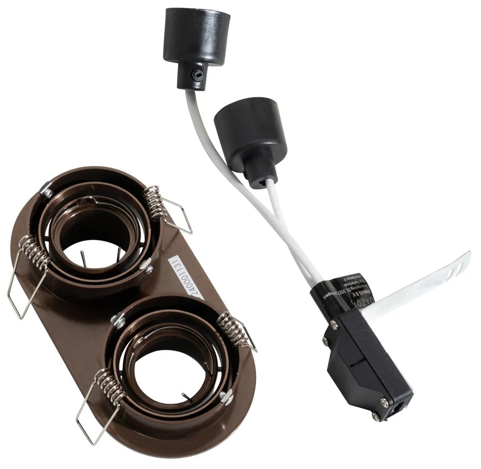 Foco embutido arredondado bronze escuro GU10 35mm inclinável 2 luzes - Installa