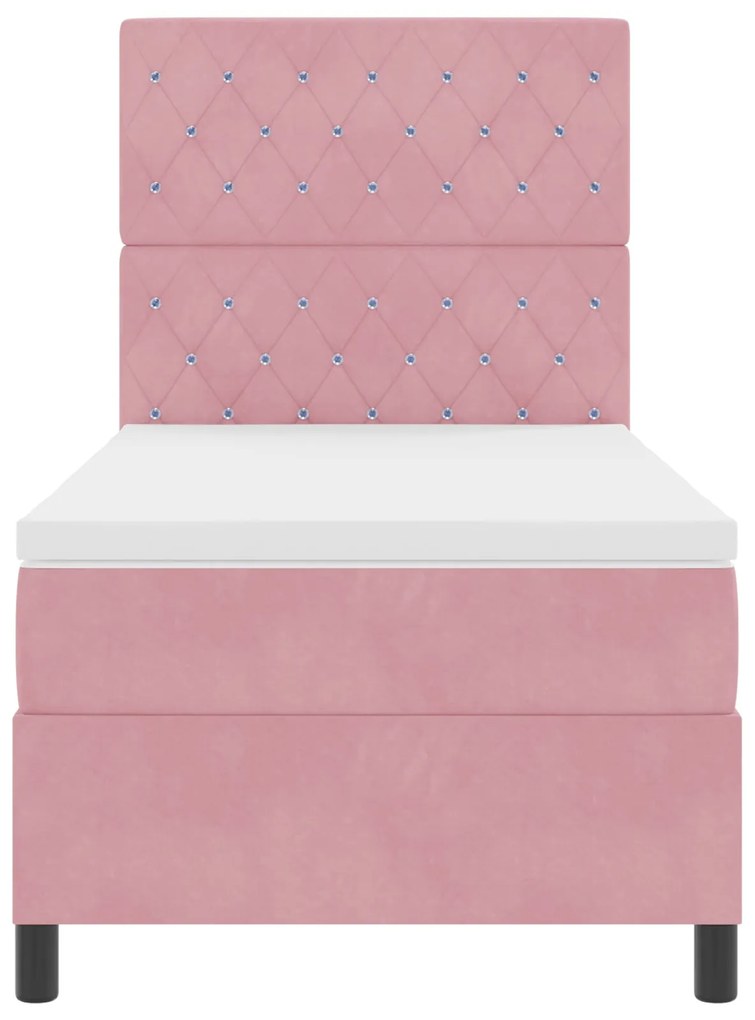 Cama Box Spring com Colchão Rosa 90x200 cm Veludo