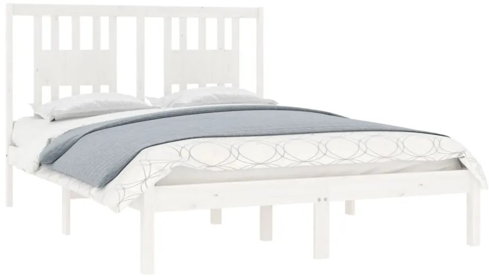 Estrutura de cama 140x190 cm madeira de pinho maciça branco