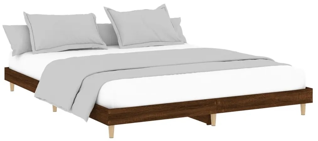 Estrutura cama s/ colchão derivados madeira carvalho castanho