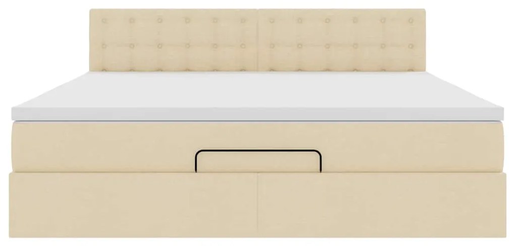 Estrutura de cama otomana com colchão tecido creme 160x200cm