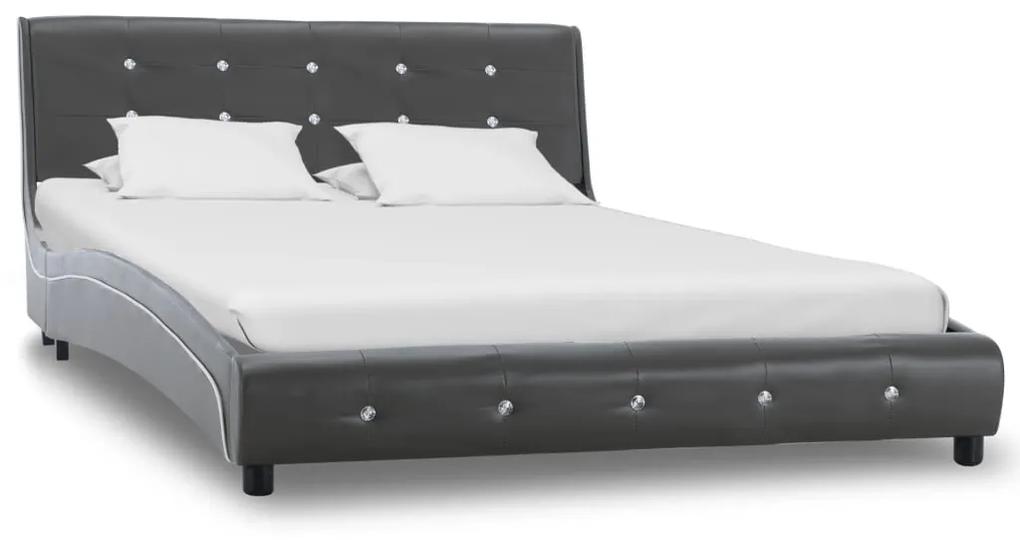 280323 vidaXL Estrutura de cama 120x200 cm couro artificial cinzento