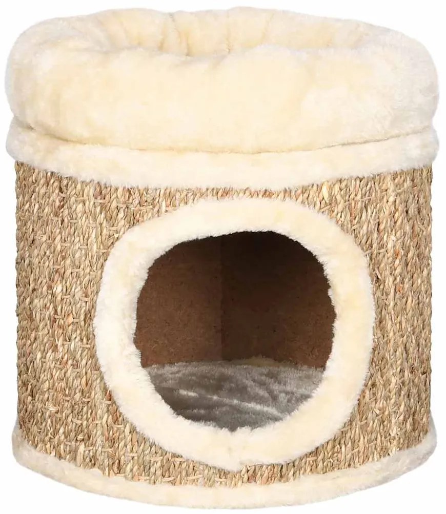 Ninho para gatos c/ almofadão luxuoso 33 cm ervas marinhas