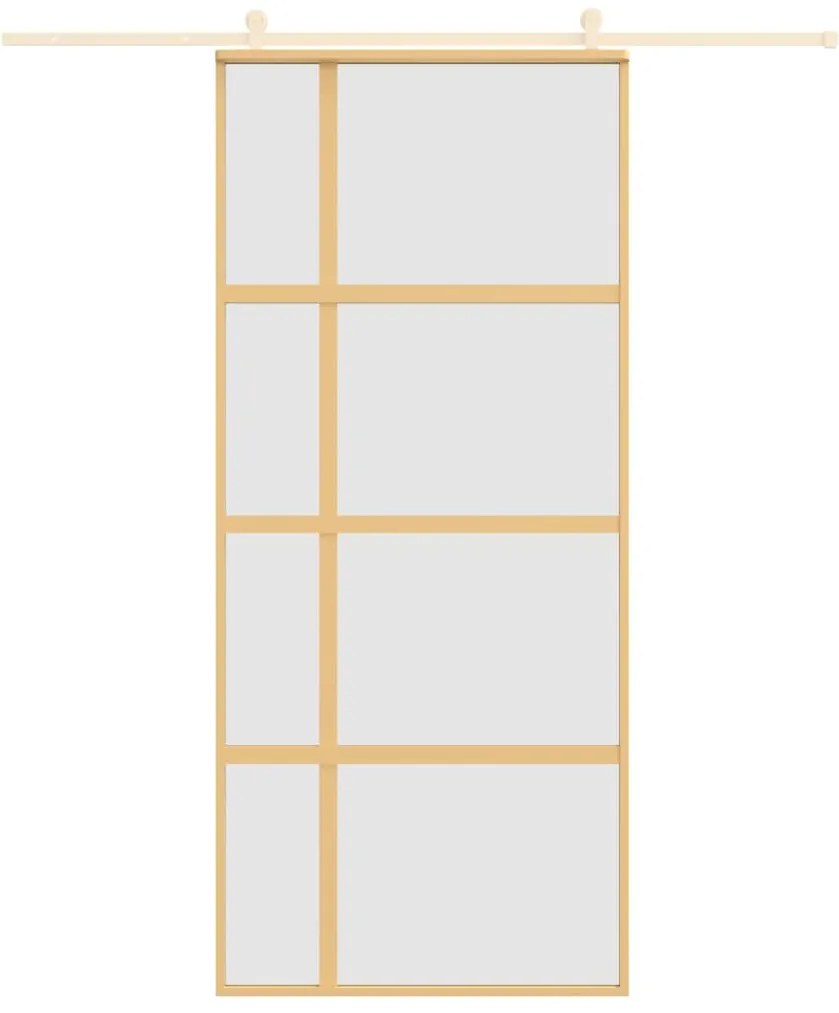 Porta deslizante 90x205 cm vidro ESG fosco/alumínio dourado