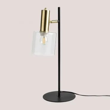 Candeeiro De Mesa Direcionável Em Ferro E Vidro Andaluz Preto - Sklum