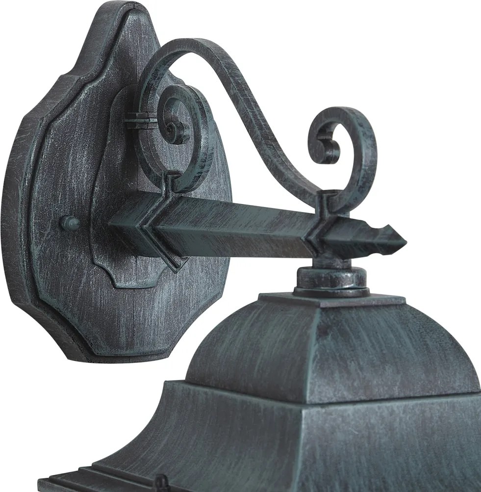 Lanterna de parede exterior vintage preta com verde antigo IP44 - Antigua Down