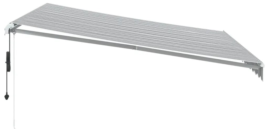 Toldo retrátil automático com LED 400x350 cm antracite/branco