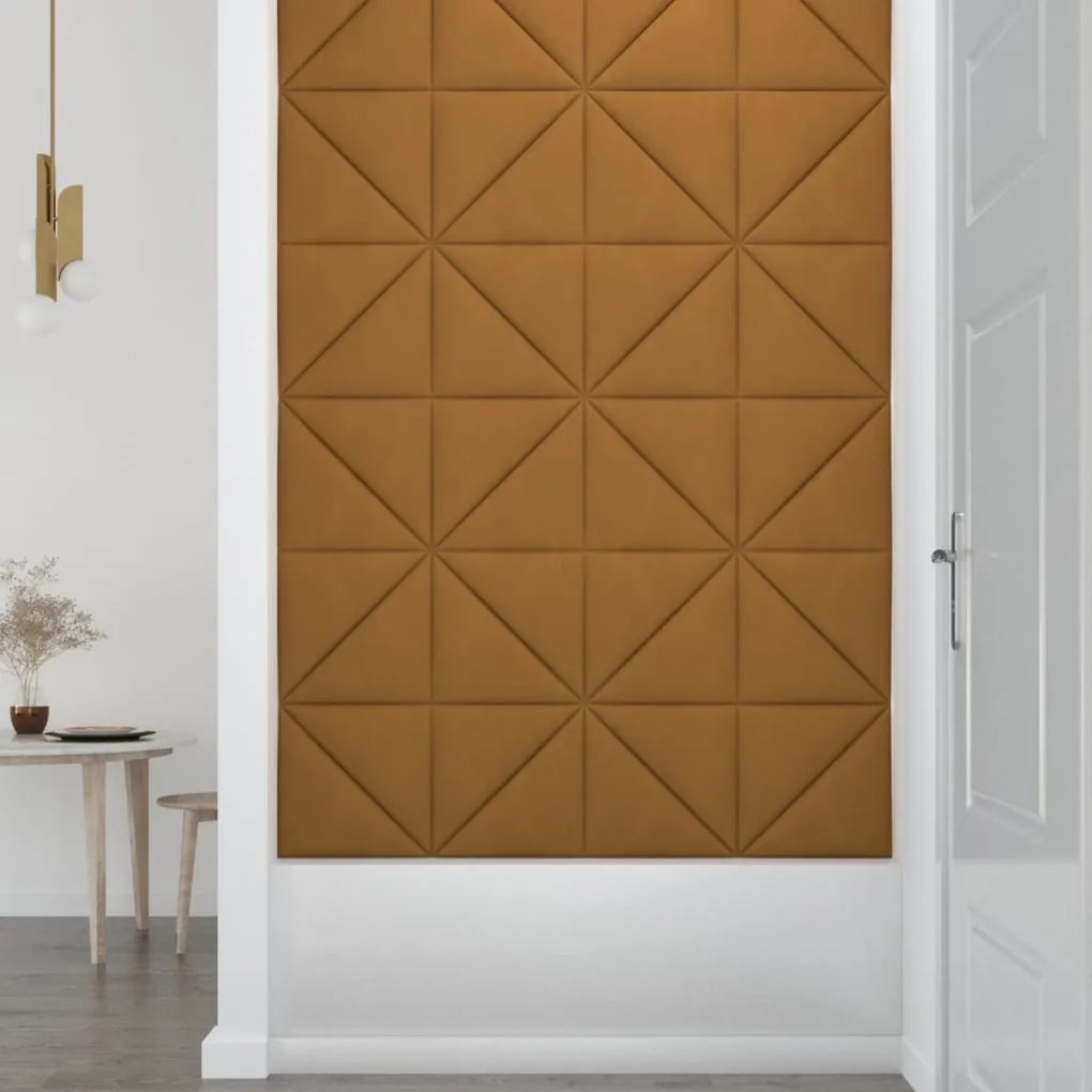 Painel de parede 12 pcs 30x30 cm veludo 0,54 m² castanho