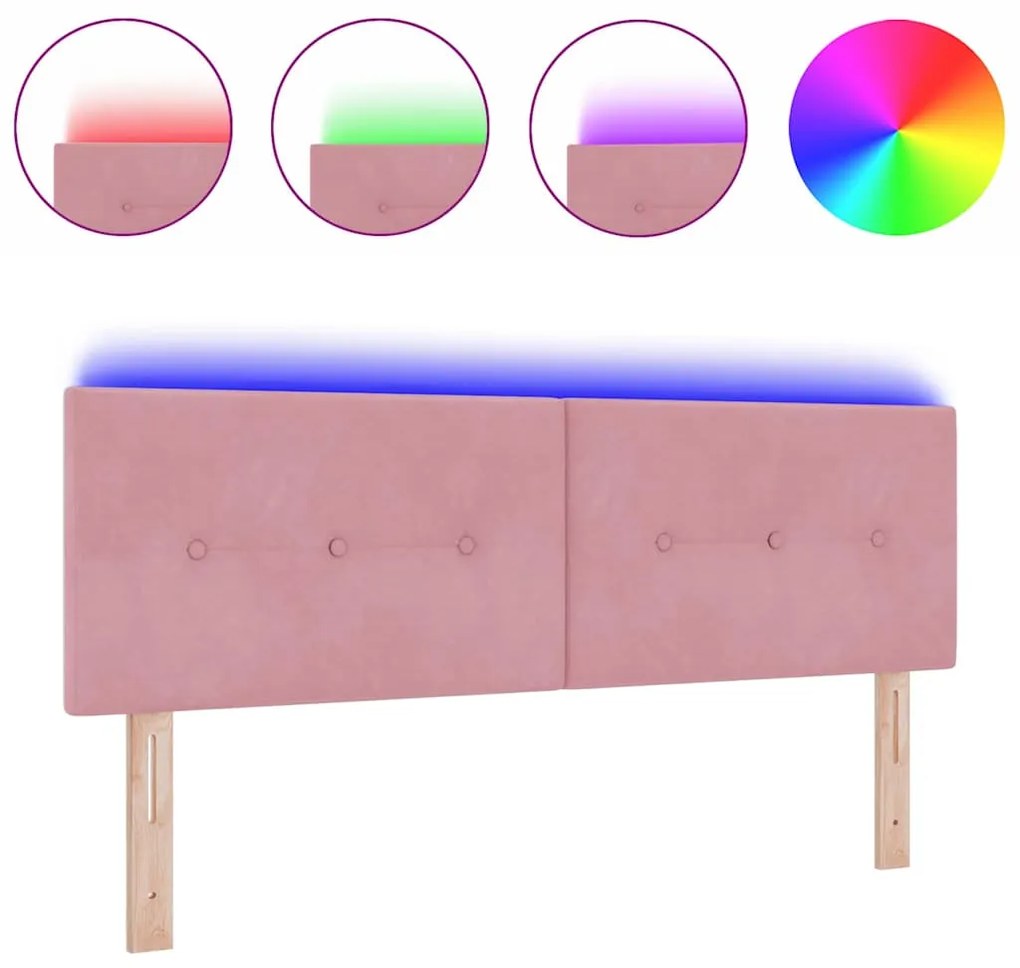 Cabeceira LED com Botões Estofados Rosa 72 cm Veludo
