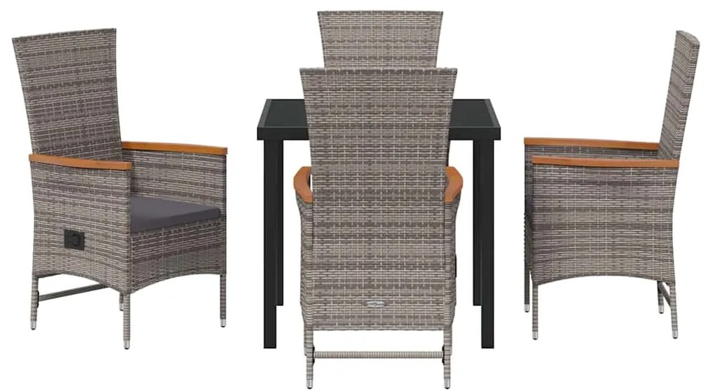 Cadeiras Externas 5 pcs Cinzento 80 x 80 x 73 cm Ratan PE