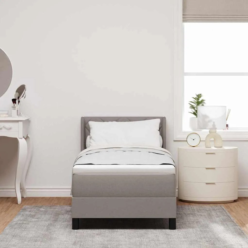 Cama Box Spring com Colchão Taupe, 80x200 cm, Tecido