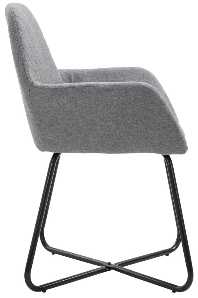 Cadeiras de jantar 4 pcs tecido cinzento-claro