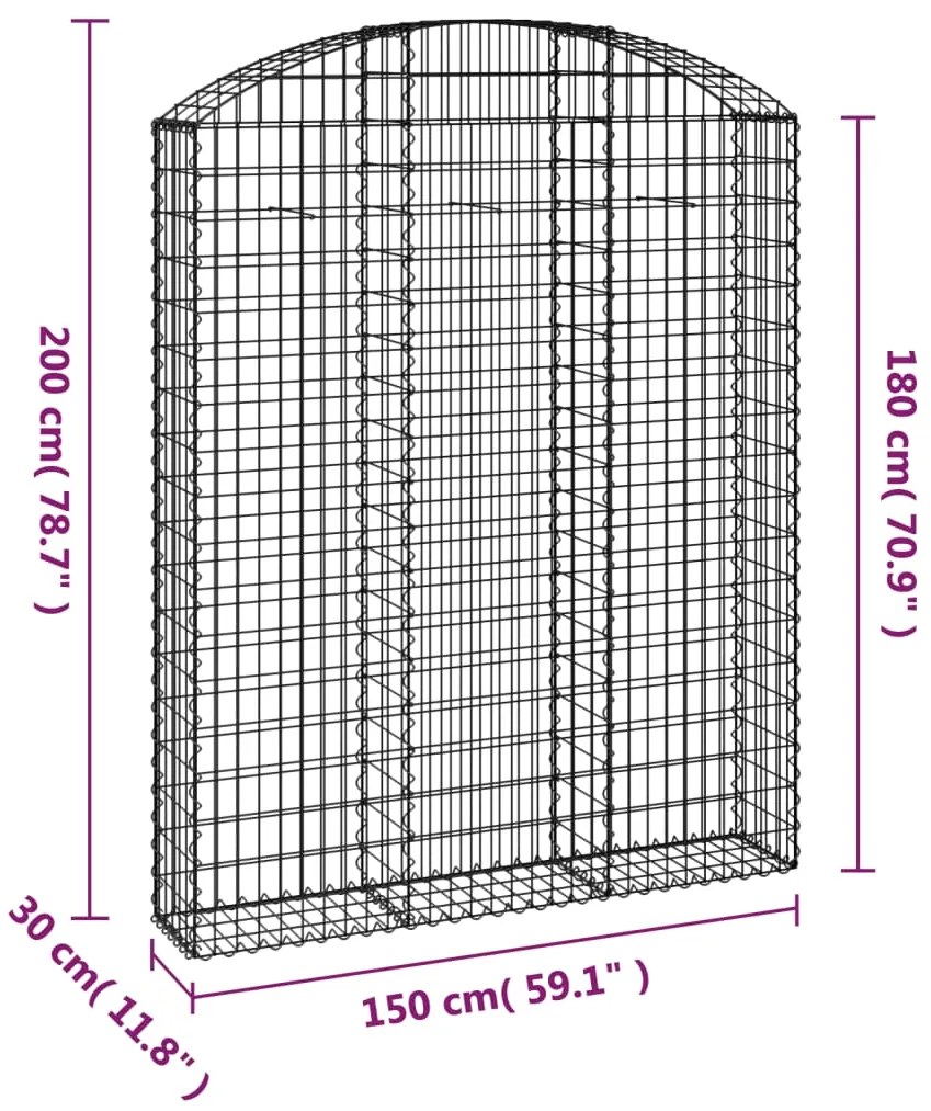 Cesto gabião arqueado 150x30x180/200 cm ferro galvanizado