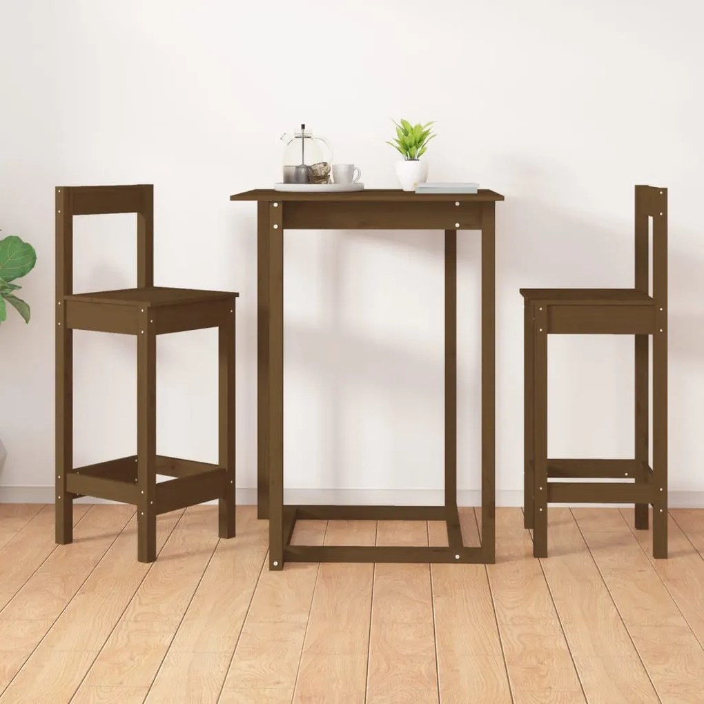vidaXL Cadeiras de bar 2 pcs 40x41,5x112 cm pinho maciço castanho mel