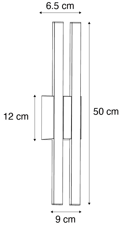Candeeiro de parede exterior moderno preto com LED 2-luzes IP54 - Jamal