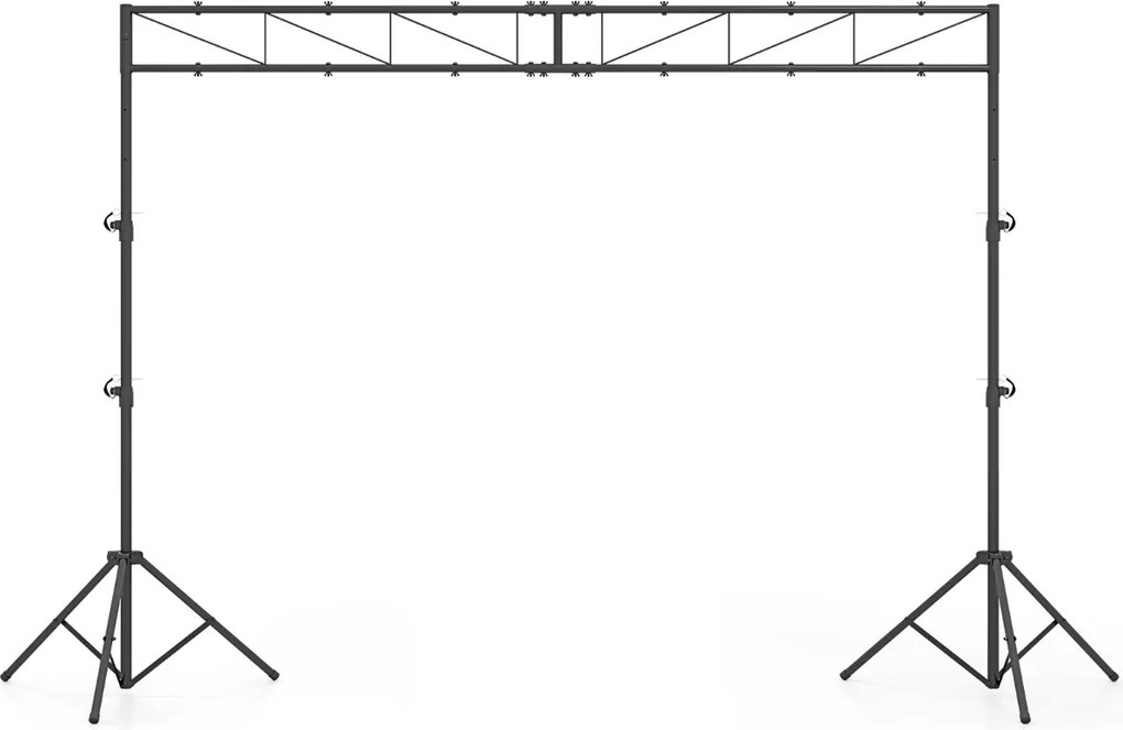 Suporte de iluminação para DJ em metal, altura ajustável em 10 níveis, 2 tripés dobráveis, 12 pontos de fixação, para montagem em concertos, palcos e