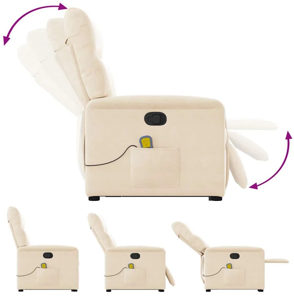 Poltrona de massagens reclinável elevatória microfibra bege