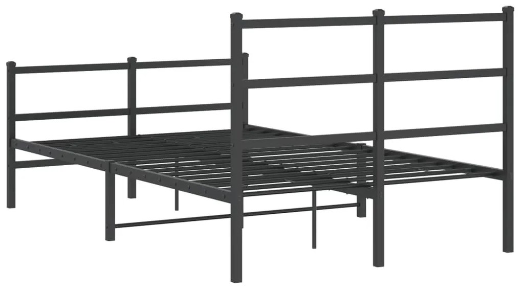 Estrutura de cama com cabeceira e pés 120x190 cm metal preto