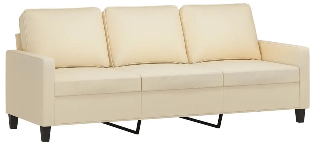 3 pcs conjunto de sofás com almofadões tecido cor creme
