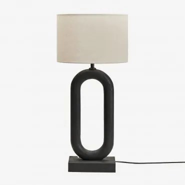 Candeeiro De Mesa Em Madeira De Manga Tiberia Preto Claro & Branco-escuro Ø30 Cm - ↑25 Cm Arlina - Sklum