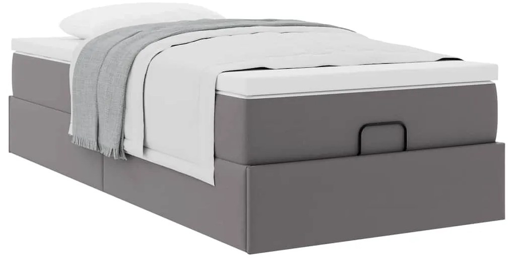 moldura de cama síriaXL otomana com colchão cinza 90x200cm couro falso