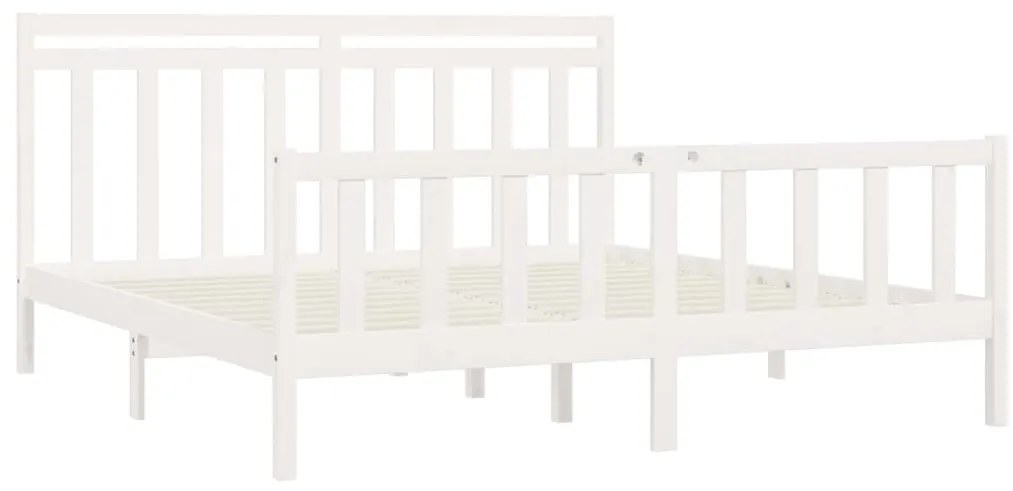 Estrutura de cama 200x200 cm madeira de pinho maciça branco