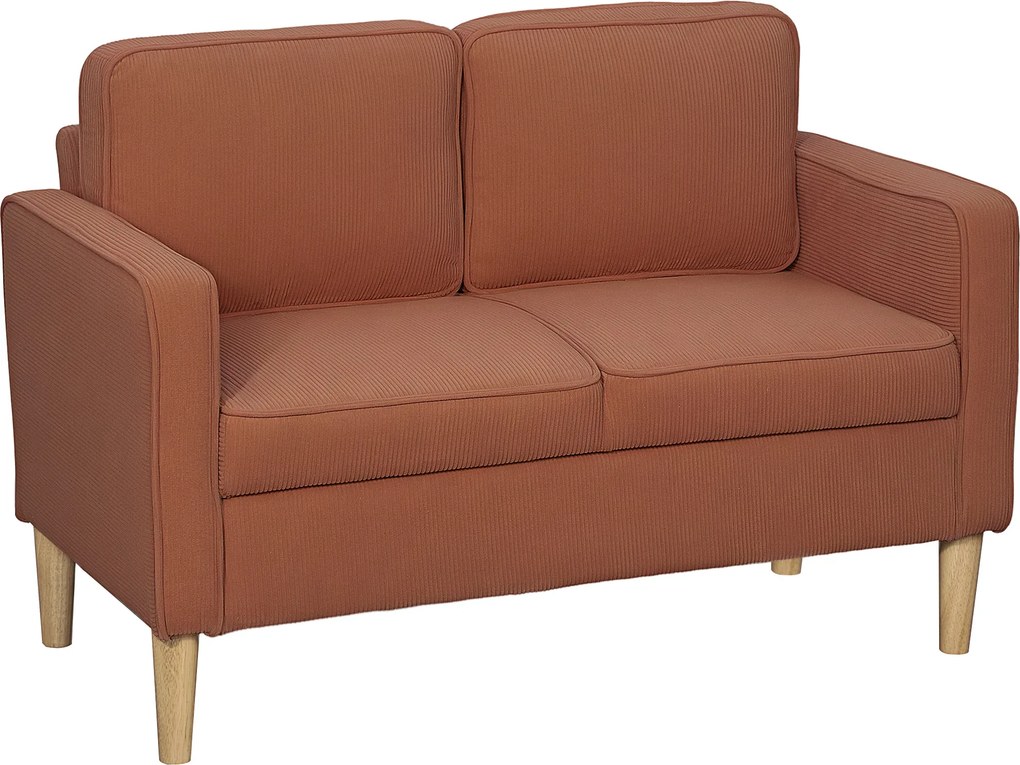HOMCOM Sofá 2 lugares com armazenamento e pés de madeira sólidos, para sala de estar, quarto, 117 x 63 x 79 cm, Laranja | Aosom Portugal